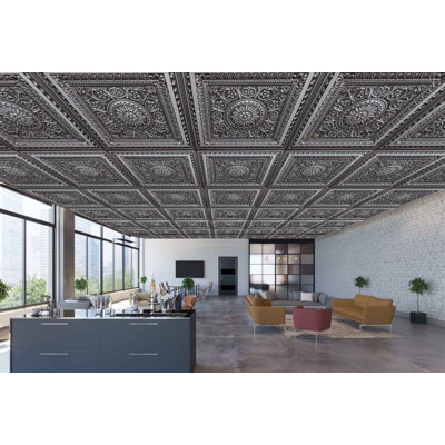Falkirk Perth 24 in. L x 24 in. W High Gloss PVC Glue Up Ceiling Tile Ceiling Tile In