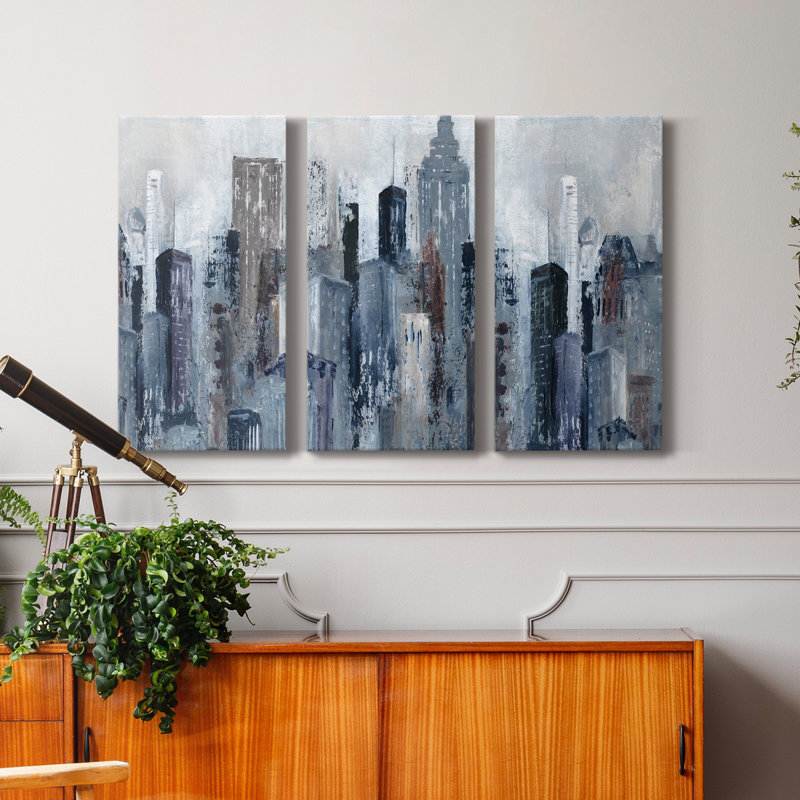 City Mood - peinture sur toile tendue 3 pièces, H 48 po x l 96 po x P 1 po