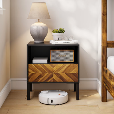 Vivian Nightstand With 1 Drawer – Acacia Wood by Millwood Pines