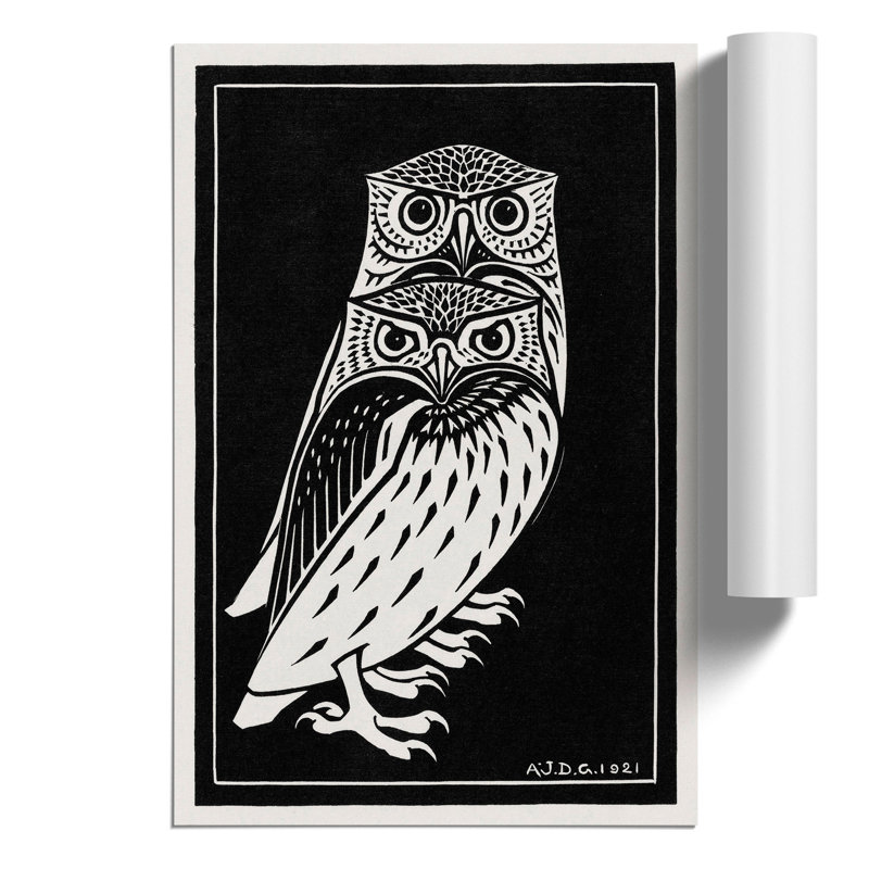 Two Owls by Julie De Graag - No Frame Print, 42cm H x 30cm W x 0.1cm D