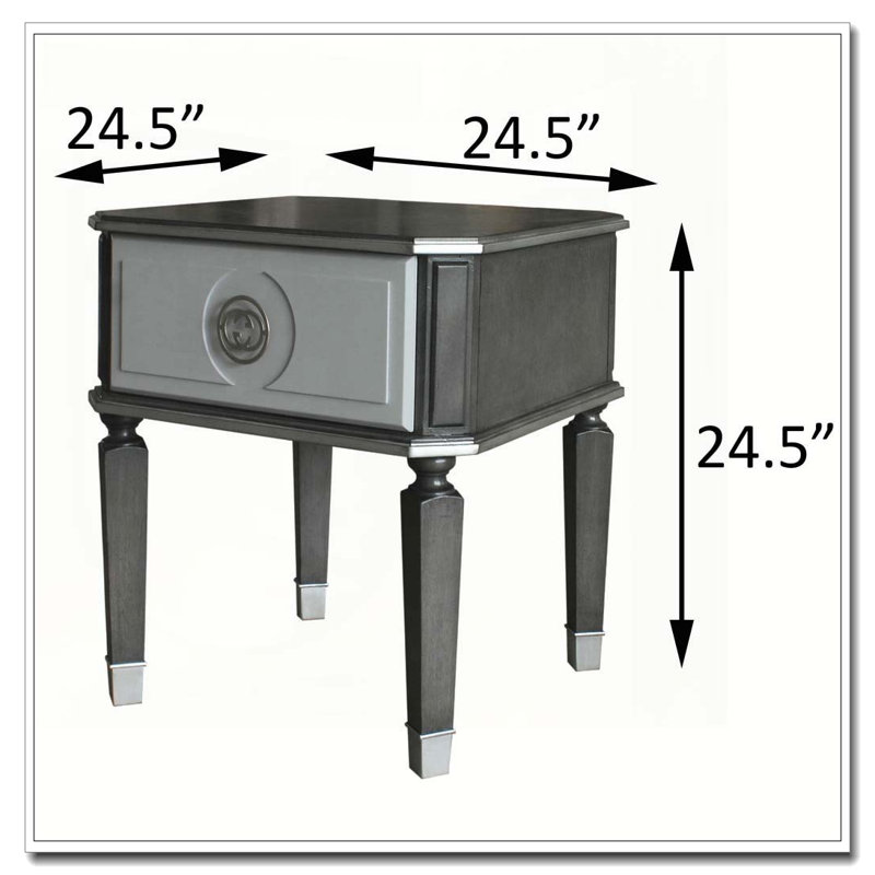 Table de bout gris anthracite et gris clair avec 1 tiroir