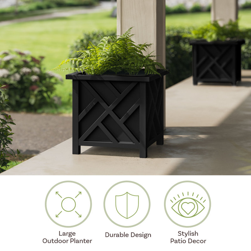  Lattice Planter Box 2-Pack, Black, Black