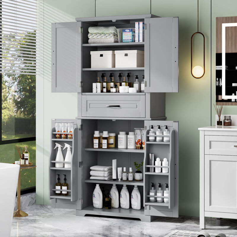 Multi-Functional Storage Cabinet, Gray, 72"H x 30"W x 15.7"D