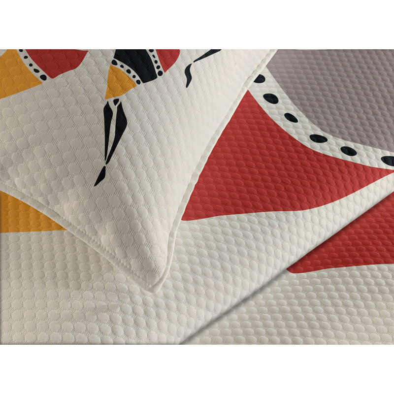 Queen Size Multicolor Quilted Bedspread Set with Pillow Shams