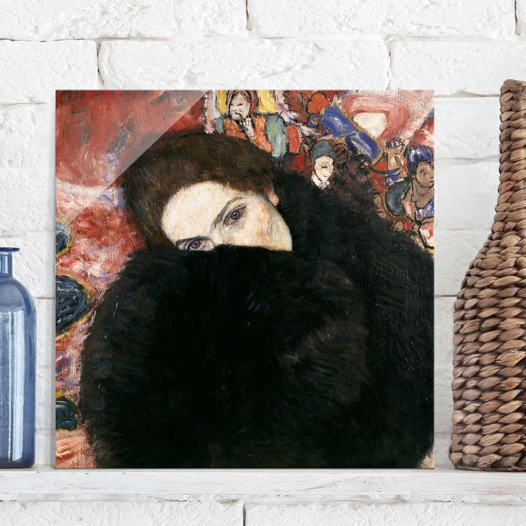 Glasbild Lady with Muff von Gustav Klimt