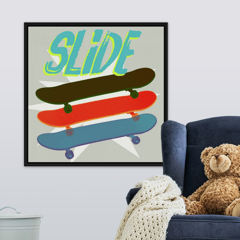 Art sur toile sk8r ii Sieber, Cadre flottant noir, H 24 po x l 24 po x P 1,75 po
