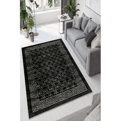 Eco-Friendly Area Rug, Grey, 5.9 x 9.2 Feet | 100% Polyester, 650 g/m², 0.2 in Pile Height | Antibacterial, Non-Slip PVC Dot Underside, Machine Washable, Perfect for Living Room & Bedroom Décor