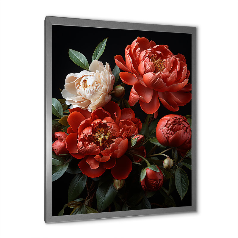 «Blossoms Of Serenity Peony IV» sur toile, Cadre photo argenté, H 40 po x l 30 po x P 1,5 po