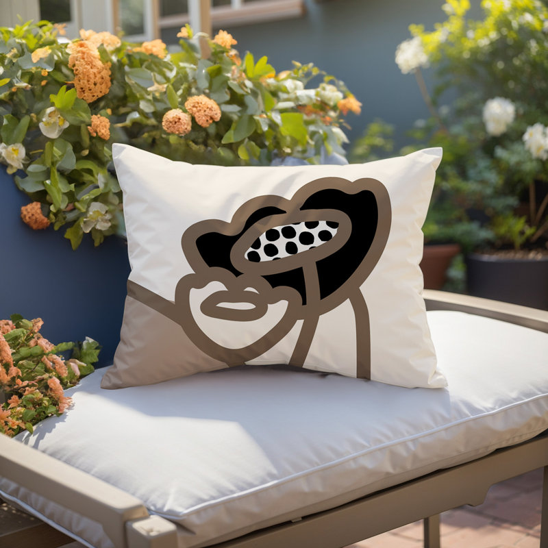Coussin lombaire réversible intérieur / extérieur Jai Abstract, H 14 po x l 20 po, Noir, noir, noir, noir