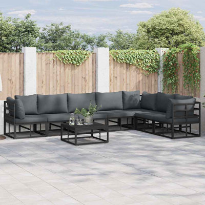 Vidaxl Garden Sofa Set With Cushion 7 Pcs Black Aluminium