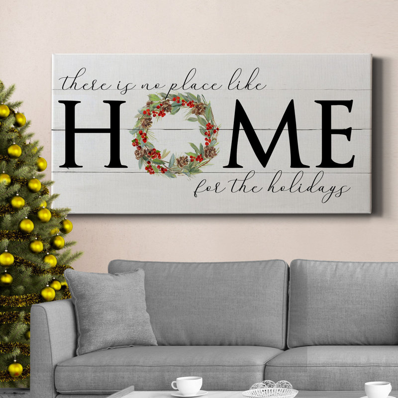 Toile tendue avec châssis de qualité supérieure Home For The Holidays - prête à être accrochée, H 24 po x l 12 po x P 1 po