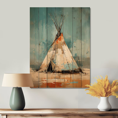 Turquoise beige tipi natif de chuchotements d'esprit sur bois
