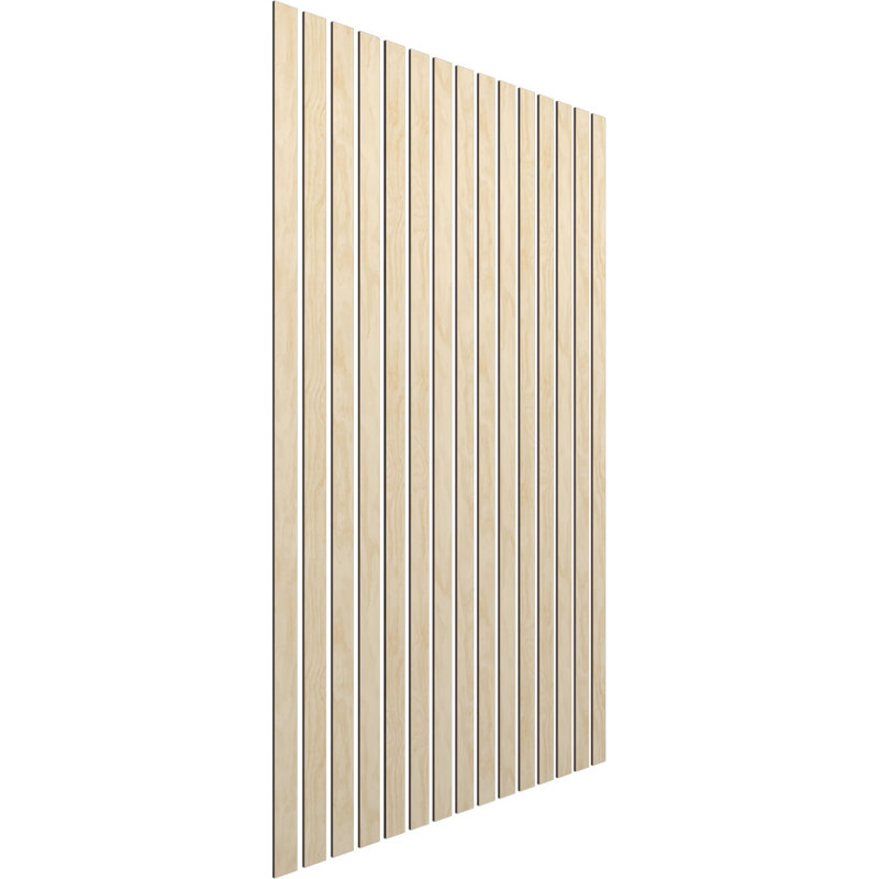 Ensemble de panneaux muraux réglables à lattes de bois, L 2 po x H 94 po x P 0,25 po, Bouleau