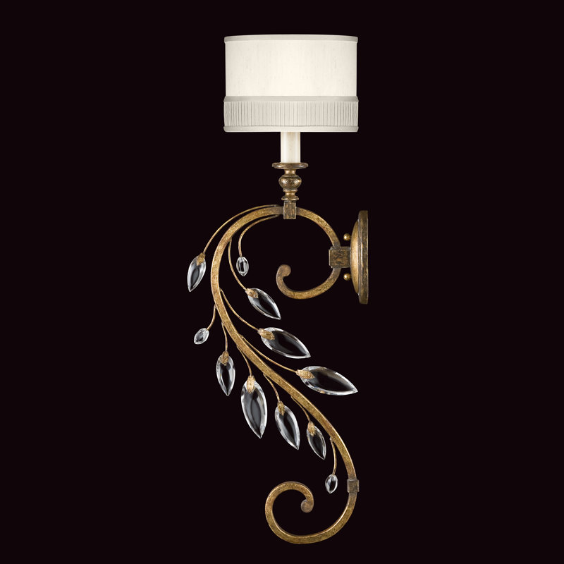 Crystal Laurel Armed Sconce, Gold Leaf