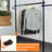 Telescopic Garment Rack, Heavy Duty Design Movable DIY By Hand No Damage To Wall Ceiling Hanging Rail, 31-47In Wide Adjustable, 120 Kilogram Loading, Reach Hook Included-114196697