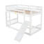 Lit superposé simple au-dessus d'un lit simple avec rampe et échelle d'escalade, style maison de jeu avec garde-corps, blanc-1409484458