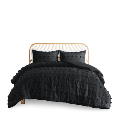 Housse de couette simple / simple à pince XL en noir, revers en microfibre, 2 taies décoratives, fermeture à boutons avec attaches intérieures
