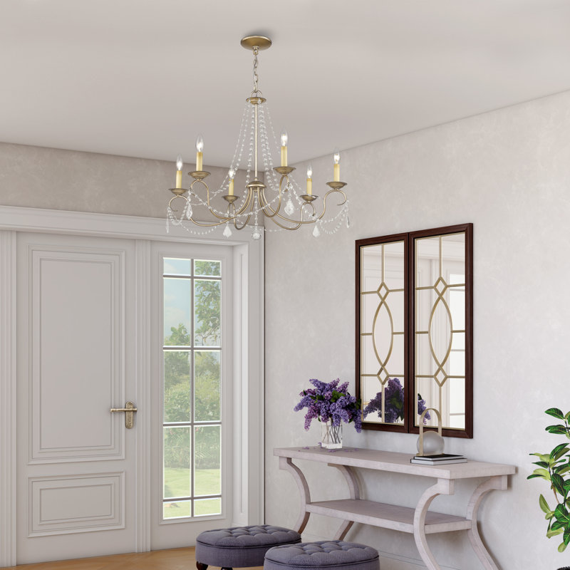 Fabio 6 - Light Dimmable Classic / Traditional Chandelier, Antique Silver Leaf