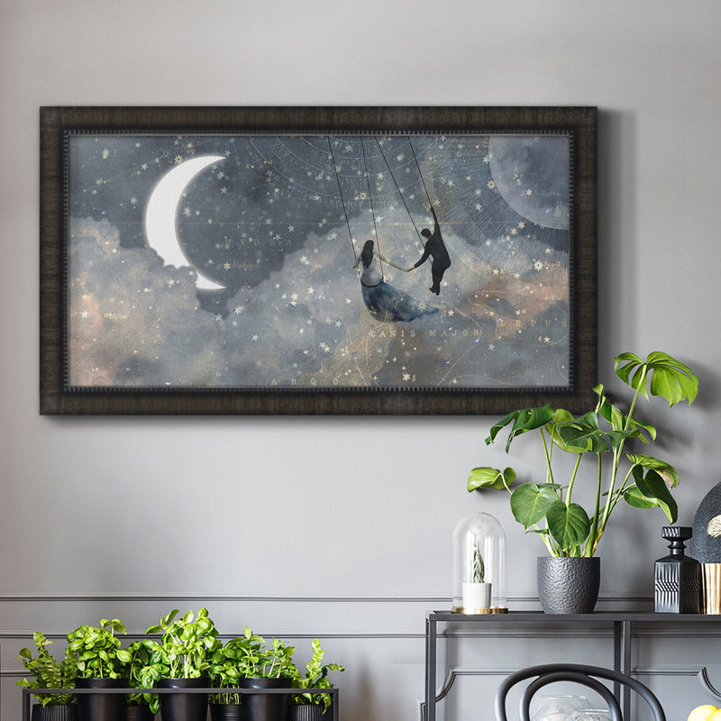«Celestial Love», toile encadrée de qualité supérieure - prête à être accrochée, Structure noire, H 25 po x l 45 po x P 1 po
