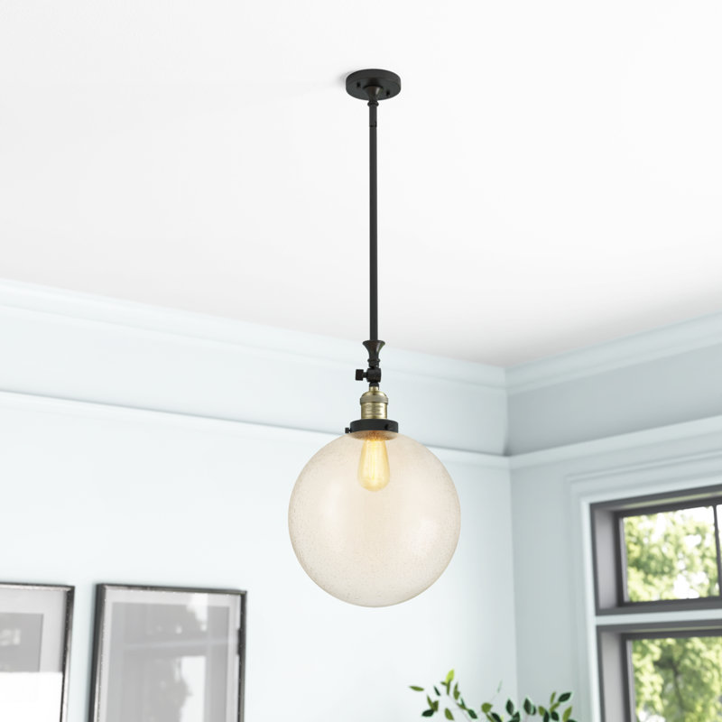 Luminaire suspendu sphère 1 lumière Clermont, DEL, Grainé, Laiton antique noir