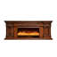 Meuble télé 70 po avec lumière de style européen luxueux, option bicolore blanc / brun, foyer en bois de chêne massif avec fonction de chauffage à flamme simulée-129164457
