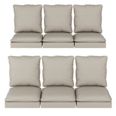 Square Two Layer Outdoor Patio Seat and Back Cushion Set with Removable Washable Zipper Cover, Flexible Quantities from 1 to 10 Sets and Two Color Choices Beige and Dark Blue for Garden Lounge Furniture