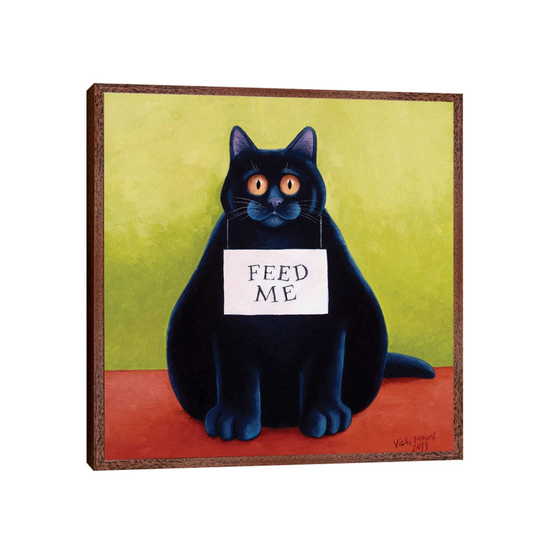 Fat Cat by Vicky Mount - Painting on Canvas, Classic Brown Wood Framed, 66.04 cm H x 66.04 cm W