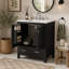 Meuble-lavabo noir de 76 cm (30 pouces) avec lavabo simple, meuble combiné, lavabo encastré et rangement multifonctionnel