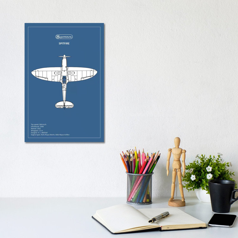 BP Supermarine Spitfire by Mark Rogan - Wrapped Canvas Painting, 20.32 cm H x 30.48 cm W