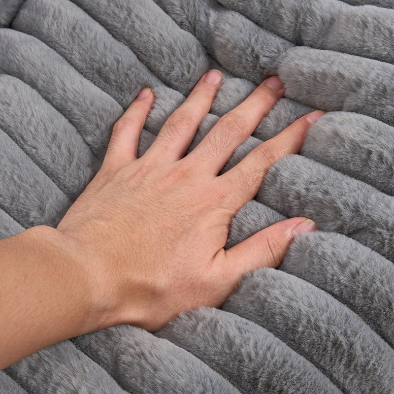 Faux Fur Pet Bed, 25" H x 76" W x 51" D, Grey
