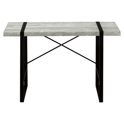 Bureau de travail contemporain pour la maison - bureau en stratifié gris de 48 po avec structure en métal noir, bureau avec pieds, style industriel
