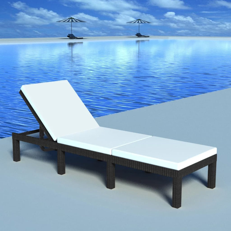 Voegele 78" Long Single chaise with Cushions, Black
