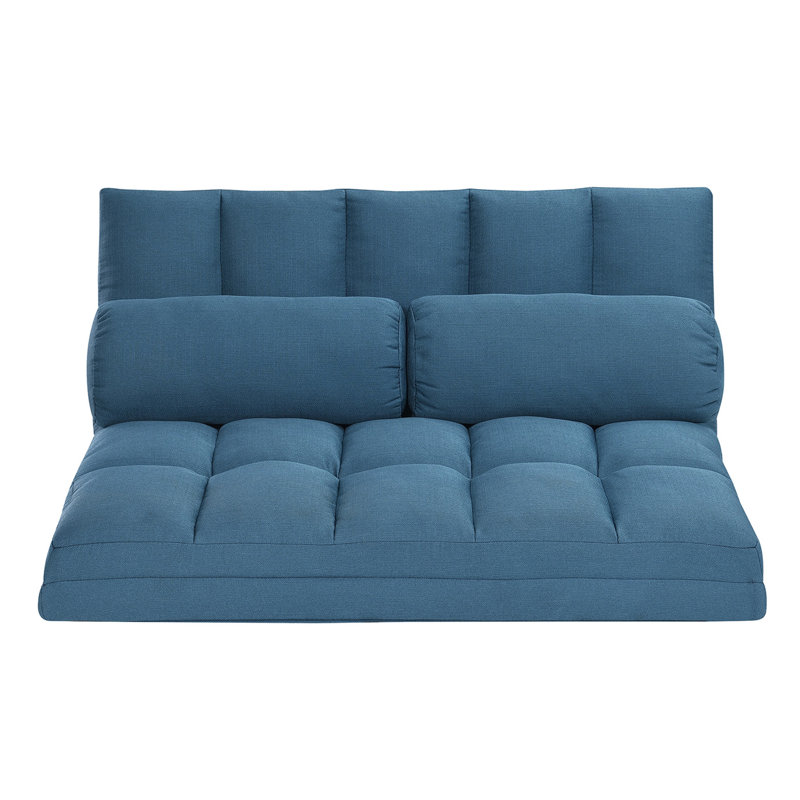 Matelas et canapé-lit pliant en mousse à trois volets avec coussins, gris, Polyester bleu