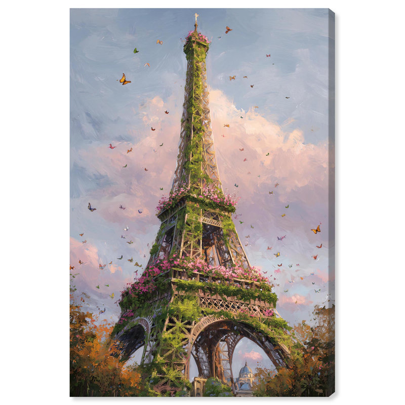 «Moss Eiffel Tower», reproduction d'art sur toile par Art Remedy, H 15 po x l 10 po, Toile tendue avec châssis