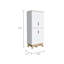 Armoire à rangement multiple H 59 po, quatre portes, quatre tablettes internes, chêne clair / blanc