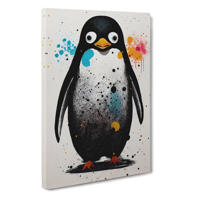 Paint Splash Penguin No.4 - Wrapped Canvas