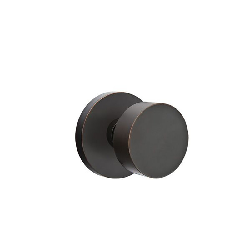 Ensemble de poignées cylindriques simples avec rosette à disque et bouton rond Emtek, Bronze huilé