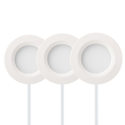 Inlight 2.75" Wide 3000K Dimmable LED Puck Lights Kit, Plug-in Installation with recessed or Surface Mounted, White Finished, Set of 3, IN-0102-3-WH