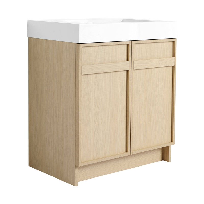 Ensemble de meuble-lavabo mural moderne 30 po avec lavabo en céramique