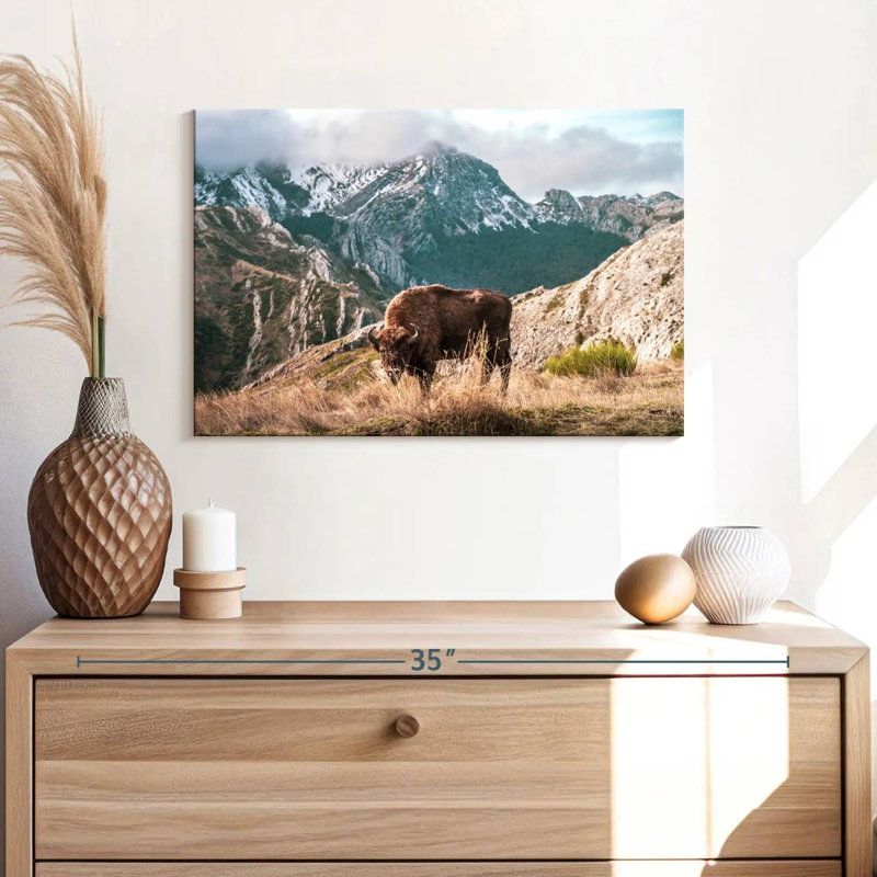 Brampt Bison Lost In The Mountains, 16" H x 24" W