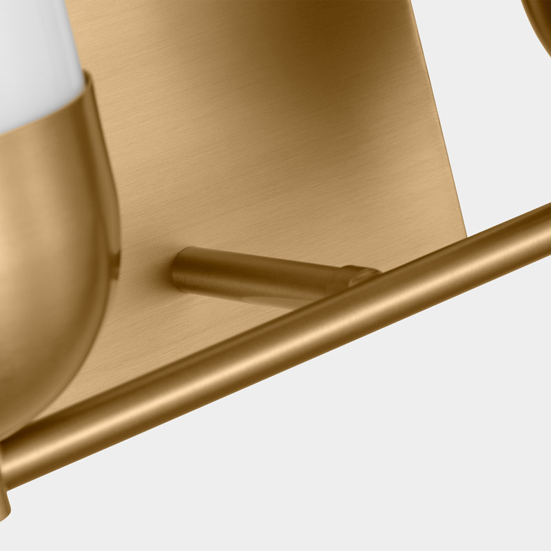 Satin Brass 2-Light Vanity with Milk Glass Shades