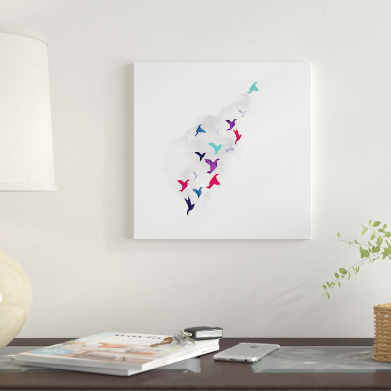 « paper oiseau », impression sur toile, H 18 po x l 18 po x P 1,5 po, Toile tendue