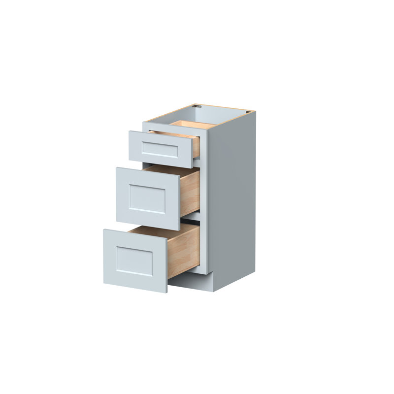 Meuble-lavabo à 3 tiroirs DL Cabinetry (prêt à assembler) style Shaker l 15 po x H 34,5 po x P 21 po - gris tourterelle, 15"