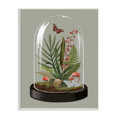 " Terrarium Dome Wildlife Nature Blooming Butterfly Botanicals "