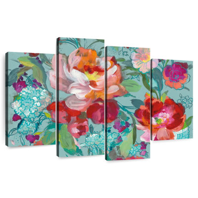 Mélange floral vif turquoise