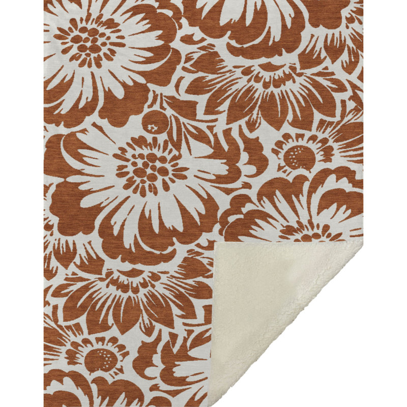 Jeté en sherpa floral Addison, Paprika
