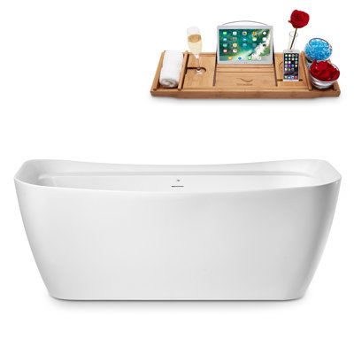 1699.3mm x 779.8mm Freestanding Soaking Acrylic Bathtub