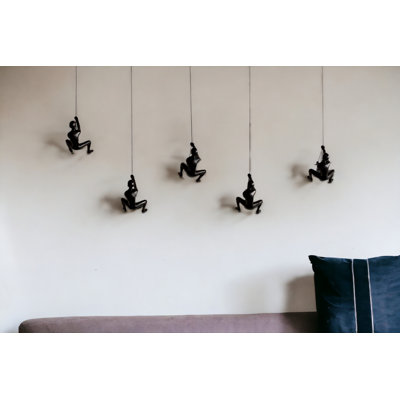 Climbing Man Home Decor Classic Wall-Art Sculpture | 5-Piece | Black | 6"