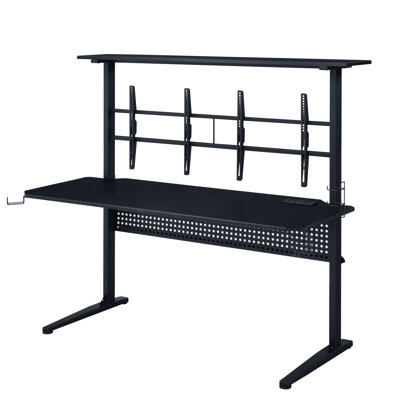 Bureau de jeu noir avec lumière DEL