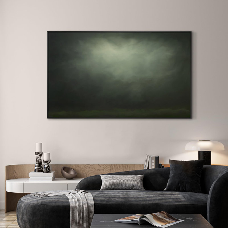 Très grand art mural imprimé sur toile - nuage abstrait vert Moody, décor d'ambiance minimaliste pour le salon ou la chambre à coucher - «Assemblage requis du cadre (cadre non fini)»